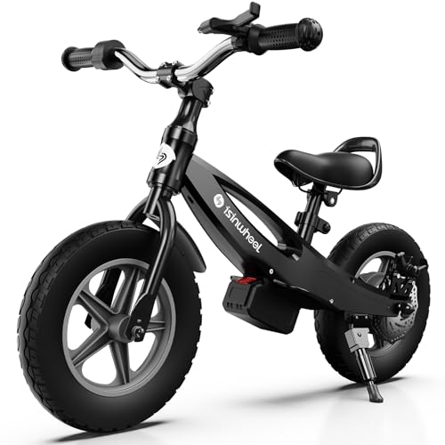 isinwheel SK12-SK14 Electric Bike for Kids Ages 3-6, 150W-250W Electric Balance Bike with Swappable Battery, 12-14 inch Inflatable Tire and Adjustable