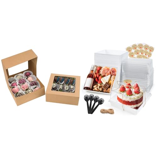 Bundle of Cookie Boxes Candy Boxes and 20 Pack Small Cake Boxes for Cake Pudding Sandwich Pie Bakery Dessert