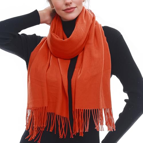 RUI VTRON Scarf for Women Fall Winter Scarves Warm Large Pashmina Shawls and Wraps Orange