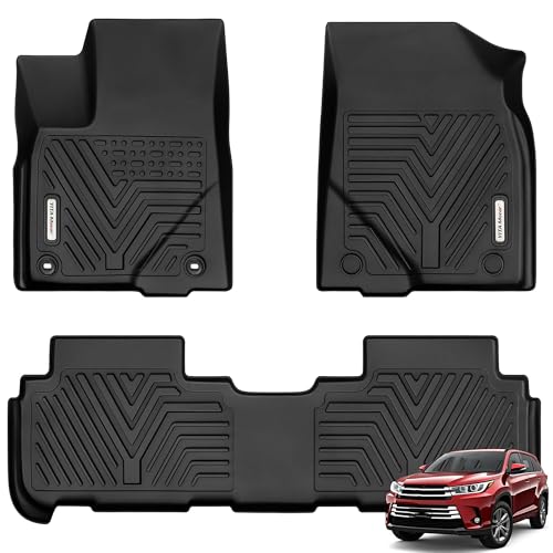 YITAMOTOR Floor Mats Compatible with Highlander, Custom Fit Floor Liners for 2014-2019 Toyota Highlander, 1st & 2nd Row All Weather Protection, Black