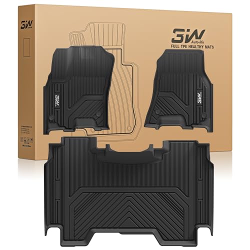 3W Floor Mats Fit for Dodge Ram 1500 Crew Cab 2025 (w-o Rear Under-Seat Factory Storage Bucket Seat), TPE All Weather Custom Fit Floor Liner for Ram 1