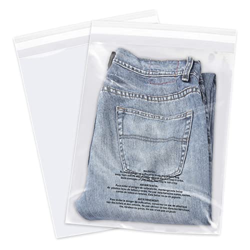 iMailer - 20 Pcs - 10" x 13" Clear Poly Bags for Clothing - Self Seal Suffocation Warning Plastic Poly Bags 1.6 Mil for Shipping, Packaging, T-Shirt -