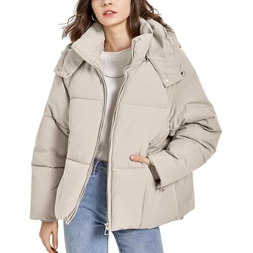 Womens Lightweight Puffer Jacket Full Zip Quilted Hooded Winter Down Coat Windproof Warm Bubble Coat with Pocket