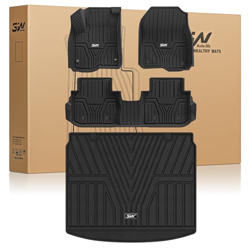 3W Floor Mats & Cargo Liner Fit for Honda CR-V 2023 2024 2025 2026 (Include Hybrid), All Weather TPE Custom Fit Honda CRV Floor Liner 1st, 2nd Row and