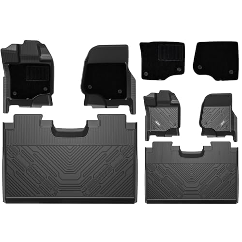 3W Floor Mats & Front Carpet Fit for Ford F150-F-150 Lighting SuperCrew Cab 2015-2024, TPE All Weather Accessories Custom Fit Full Set Pick-up Truck C