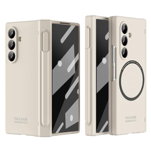 for Samsung Galaxy Z Fold 7 Case with AG Matte Non-Stick Anti-Fingerprint, Hinge & Front Screen Protector, Pen Slot - Slim Full Body Protection,Magnet