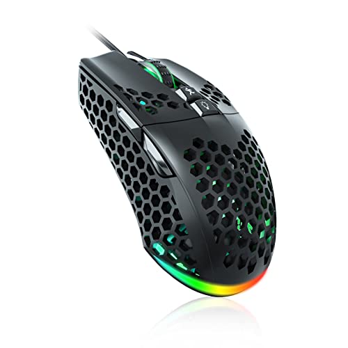 SOLAKAKA SM900 Gaming Mouse Wired with RGB,Honeycomb Shell,12800 DPI Wired Gaming Mouse with Buttons,Computer Mouse for Laptop-PC,Black