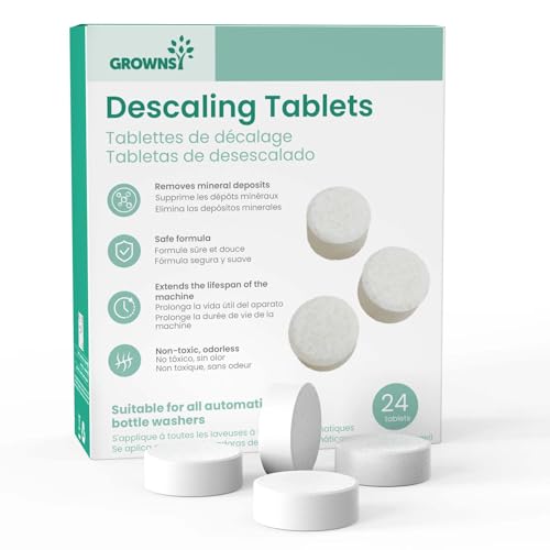 GROWNSY Descaling Tablets Descaler, 24 Descaling Tablets Compatible with Momcozy, Baby Brezza Bottle Washer, Effective for Bottle Washer, Warmer, Ster