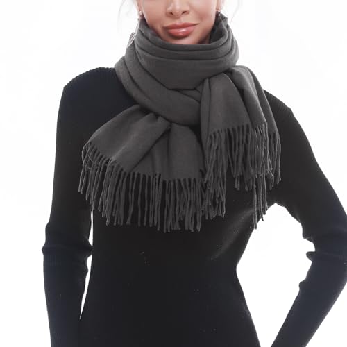 SWAT PANY Scarf for Woman Winter Warm Scarves Pashmina Shawls and Wraps Oversized Scarf Dark Grey