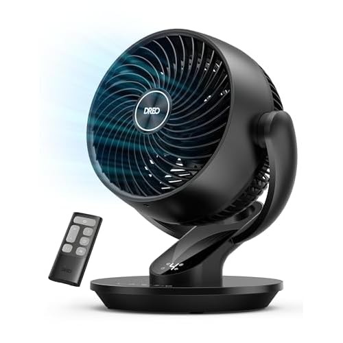 Dreo Fan for Bedroom, 13-Inch Oscillating Table Air Circulator Fan for Whole Room, 120° Tilt Adjustment, 28dB Ultra-Quiet, 70ft Powerful Airflow, 4 S