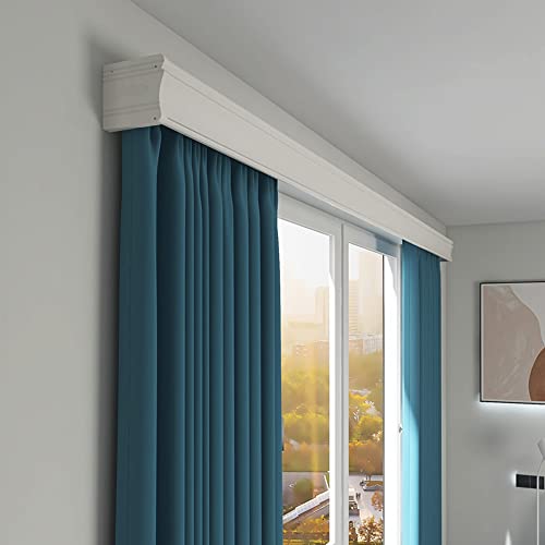 ZSHINE Three-in-One Curtain Track Double Tracks and Curtain Pelmet With Light Belt Optional Customize Length for Living Room Bedroom White-wall mount