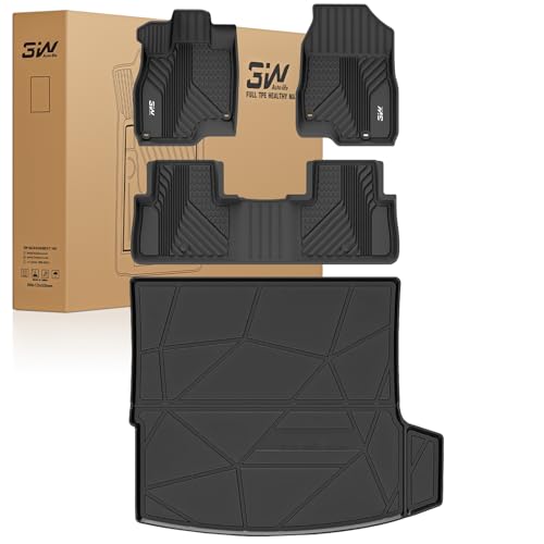 3W Floor Mats&Cargo Liner Fit for Acura RDX 2019-2024 2025 Non-Slip Odorless TPE All Weather Custom Fit Floor Liner for 1st & 2nd Row and Tunk Mats Fu