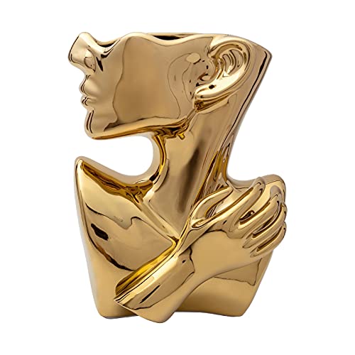 Notakia Succulent Planter Bust Vase Small Face Plante Head Face Vase Home Decoration Succulent Cactus Indoor Plant Pot (Gold)