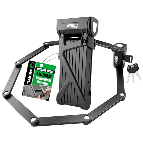 RBRL Folding Bike Lock, 3.6ft Heavy Duty Anti Theft, Hardened Steel 8mm Chain Lock with 4 Keys for Ebikes, Scooters, Motorcycles & MTB