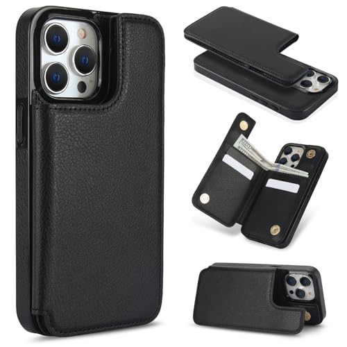 for iPhone 15 Pro Wallet Case, 4 Card Holder and Cash Slot RFID Blocking, 2-in-1 Detachable Magnetic Wallet, Strong Magnet Coil Wireless Charging Comp