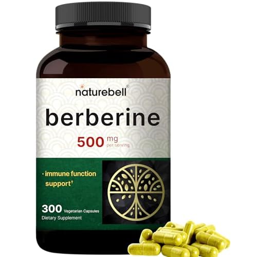 NatureBell Berberine Supplement 500mg | 300 Veggie Capsules, 97% Pure Berberine HCL – 5:1 Root Extract – Plant Based, Vegan, Non-GMO