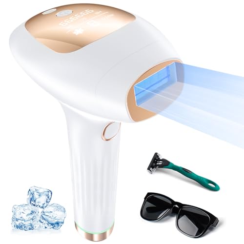 Hair Removal with Cooling, Painless IPL Hair Removal Device for Women and Men, at-home Hair Remover for Armpits, Legs, Face, and Bikini Line White & G