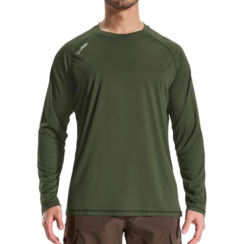 LOOGU Men's UPF 50+ UV Sun Protection SPF Rash Guard Lightweight Long Sleeve Shirts Outdoor for Fishing Hiking Swimming Olive-green XX-Large