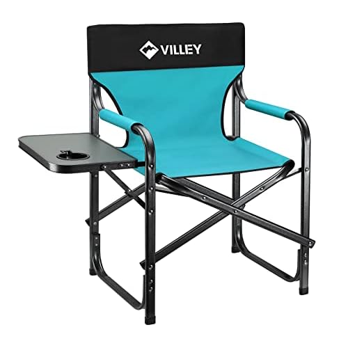 VILLEY Heavy Duty Directors Chair, Folding Camping Chairs, Portable Foldable Chair, for Camp Tailgating Lawn Picnic Fishing Beach, Supports 350 LBS, B