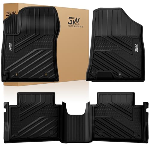 3W Floor Mats Fit Hyundai Kona 2026 2025 2024 (Gas Models Only),TPE All Weather Custom Fit Car Floor Liners 1st & 2nd Car Accessories, Black (Not for