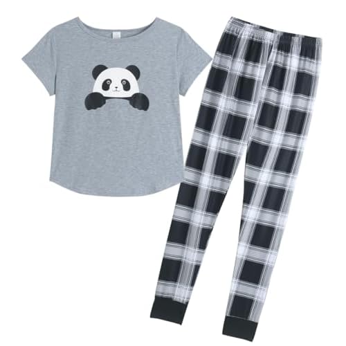 YIJIU Women's Summer Cute Cartoon Print Top and Pant Pajama Set Lounge Sleepwear