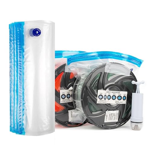 YOOPAI Filament Storage Bag Vacuum Kit-20Pack Cleaning Drying Sealed Bags for 3D Printer Filament with Desiccants-Humidity Indicator Cards-Hand Pump (