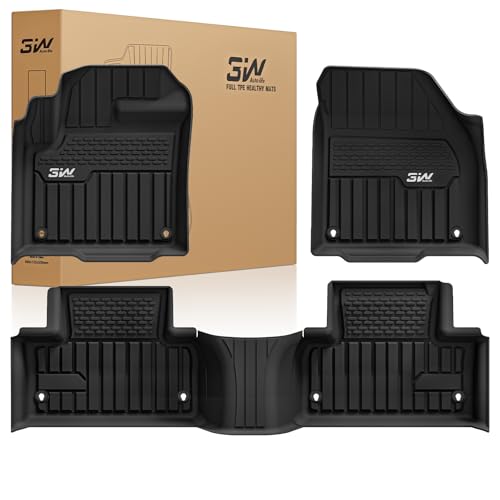 3W Durable TPE Black Floor Mats, Custom Fit for Range Rover-Land Rover Evoque 2011-2019 (Not for Convertible), 1st & 2nd Row All-Weather Vehicle Mat S