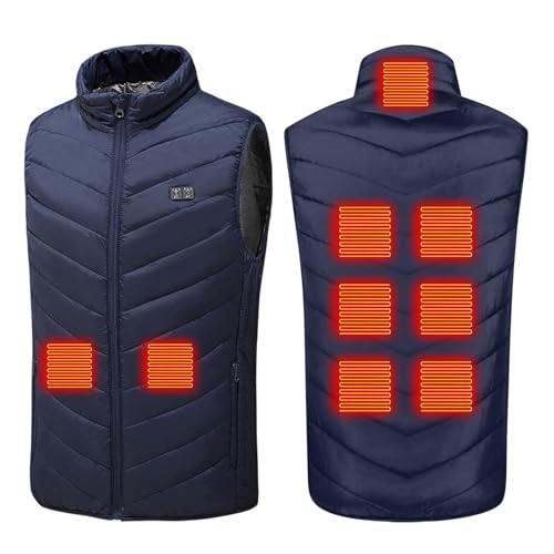Heated Vest for Men Women, Dual Control 9 Heating Zones USB Electric Puffer Vest, Lightweight Winter Outerwear Jacket Blue Small