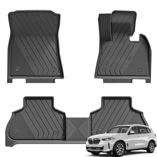 3W Floor Mats Fit for BMW X5 G05 2019-2024 2025, All Weather Dog Friendly TPE Car Mat, Waterproof Anti-Slip Easy to Clean Heavy Duty Floor Liner BMW A