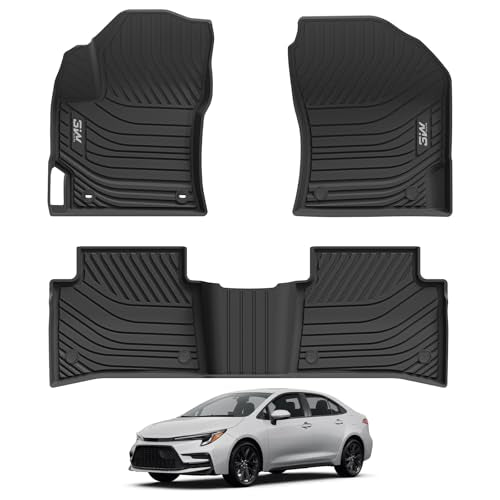 3W Floor Mats Fit 2020-2024 2025 Toyota Corolla Sedan (Not for Cross or Hatchback), TPE All Weather Custom Fit Floor Liner for Toyota Corolla 1st and