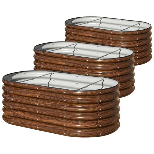 SnugNiture 3 Pcs 4x2x1.5ft Raised Garden Bed Outdoor, 17" Tall Galvanized Metal Planter Box, Raised Garden Bed Kit for Planting Vegetables Plants Frui