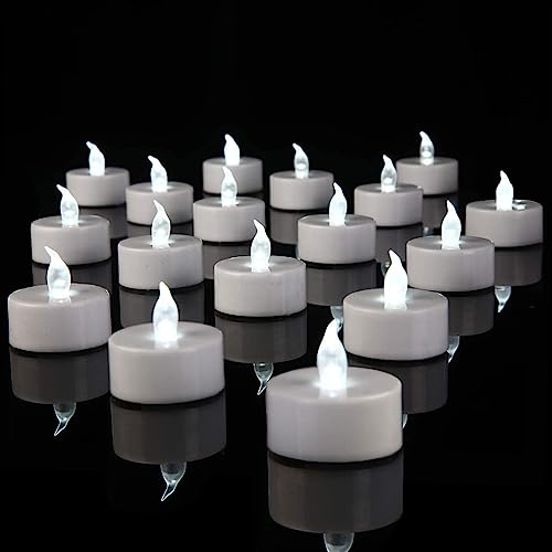 YIWER 50pcs Flameless Tea Lights Candles Realistic LED Flickering Operated Pumkin LED TeaLights Candles Long Lasting Electric Fake Candles Decoration