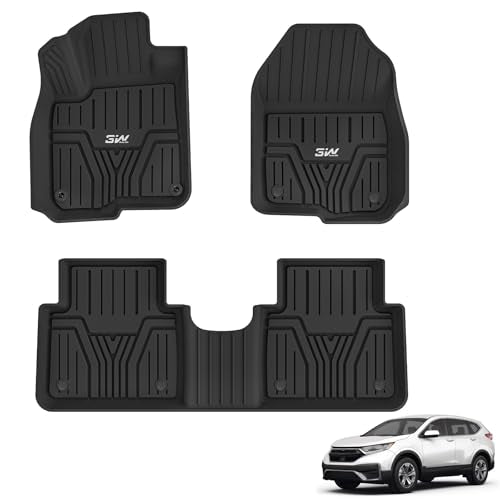 3W Floor Mats Fit for Honda CR-V 2017-2022 (Include Hybrid) TPE All Weather Custom Fit Floor Liner for Honda CRV 1st and 2nd Row Full Set Car Mats Bla