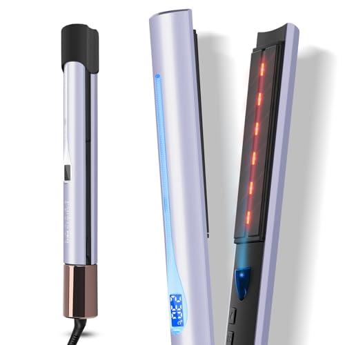 Infrared Ion Hair Straightener & Styler, 2 in 1 Straightener Curls and Straightens, Anti-frizz and Shine Effect, Dual Voltage, 14 Adjust Temp 100-230�