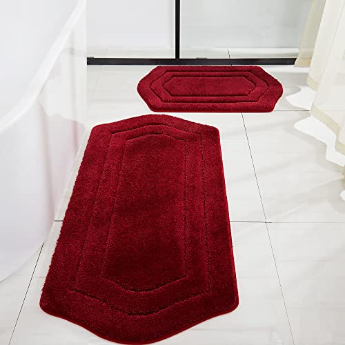 COSY HOMEER Extra Thick Bath Rugs Sets for Bathroom - Anti-Slip Bath Linen Sets Mats Soft Plush Shaggy 100% Strong Polyester Bedroom Water Absorbent(R