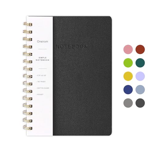Spiral Notebook-6.10" x 8.19" College Ruled Journal with Inner Pockets and 160 Pages,PU Leather Cover Business Journal, Twin-Wire Binding Notebook Per