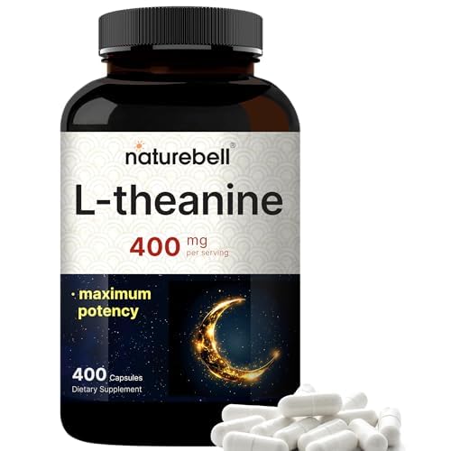 Double Strength L Theanine 400mg, 400 Capsules | Max Potency L-Theanine Supplement for Relaxation, Sleep & Calm Support | Bioavailable Free Form | Nat