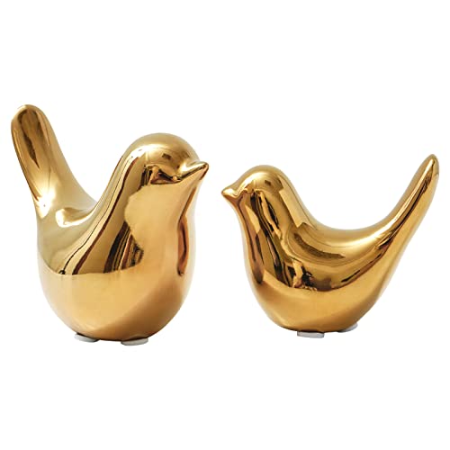 Notakia Gold Home Decor Small Birds Statues Modern Style Decorative Ornaments for Living Room, Bedroom, Office Desktop, Cabinets (2Pcs Gold Birds)