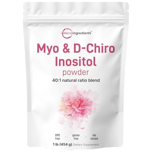 Micro Ingredients Myo-Inositol & D-Chiro Inositol Powder, 1lb (221 Servings) | 40:1 Ideal Ratio Inositol Supplement for Women | Supports Hormonal Bala