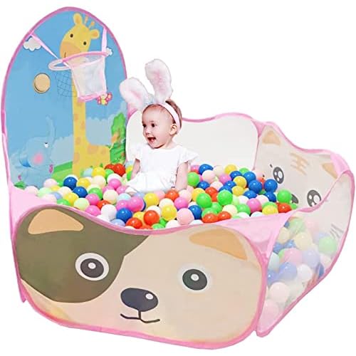 Kids Ball Pit, Pop Up Children Play Tent, Toddler Ball Pool Baby Crawl Playpen with Basketball Hoop, Portable Toys for Girls Boys, 4 ft - 120 cm, Ball