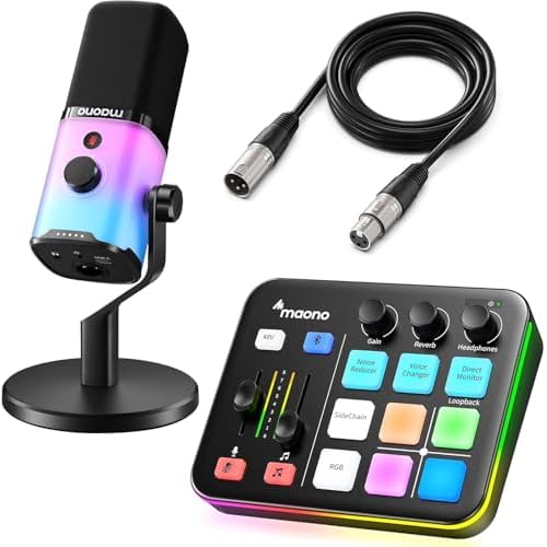 MAONO PD100X XLR-USB Gaming Microphone & Maonocaster G1 NEO & All in One Gaming Gear Bundle for Game Streamers（PD100X+G1 NEO+XLR-180）