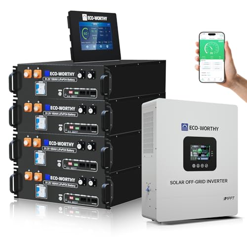 ECO-WORTHY Home Power Station Backup Power,20480Wh LiFePO4 Battery Support Communication、Bluetooth and WiFi,AC 5000W Inverter,Battery Monitor,for Ho