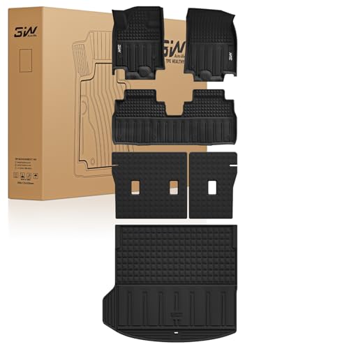 3W Floor Mats & Seat Back Mats & Cargo Liner for Chevrolet Chevy Equinox EV (Not Fit Gasoline) 2024 2025, All Weather TPE Custom Fit Full Set Car Floo