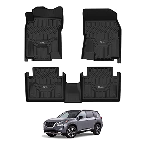 3W 2014-2020 Nissan Rogue Floor Mats Custom Fit for Nissan Rogue Accessories TPE All Weather Floor Liner, 1st and 2nd Row Car Mats (NOT for Rouge Spor