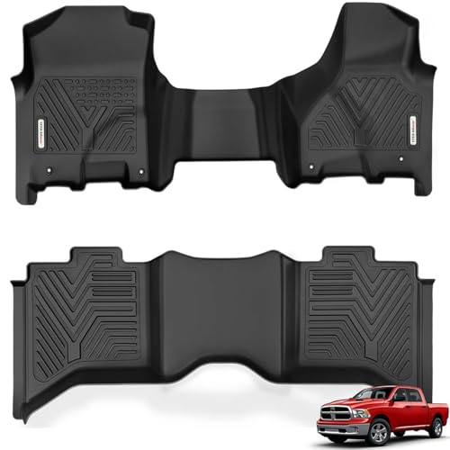 YITAMOTOR Floor Mats Compatible with 2013-2018 Dodge Ram 1500-2500-3500 Crew Cab & 2019-2024 Ram 1500 Classic Crew Cab, Custom Fit TPE Floor Liners 1s