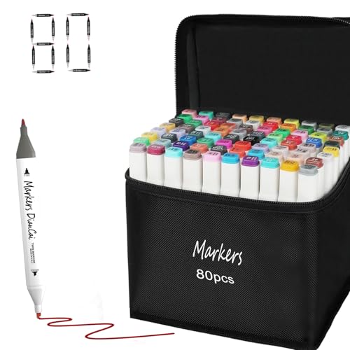 wyewye Alcohol Markers Set 80 Colors,Art Supplies Marker for Adults, Dual Tip Drawing Pens for Artists,Marker for kids ages 8-12, Ideal Painting Pen f