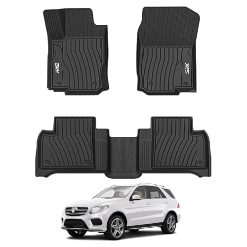 3W Floor Mats for Mercedes Benz ML350 GL350 GL450 GLE300d GLE350 GLE400 2012-2019, Custom Fit TPE All Weather Floor Liner for Benz, 1st&2nd Row Full S