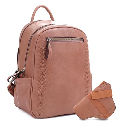 JESSIE & JAMES Women's Large Multi Compartments Fashion Concealed Carry Backpack|TN Tan