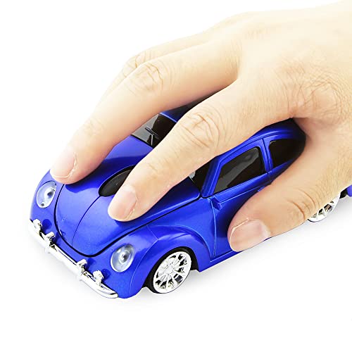 Usbkingdom 2.4GHz Wireless Mouse Cool 3D Sport Car Shaped Ergonomic Optical Cordless Mice with USB Receiver for PC Laptop Computer Notebook 1600DPI Bl