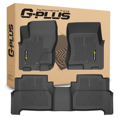 G-PLUS Floor Mats 3PCS Compatible with Nissan Frontier Crew Cab 2008-2021,TPE All Weather Full Cover Protection 1st & 2nd Row Floor Liners,Black 2008-